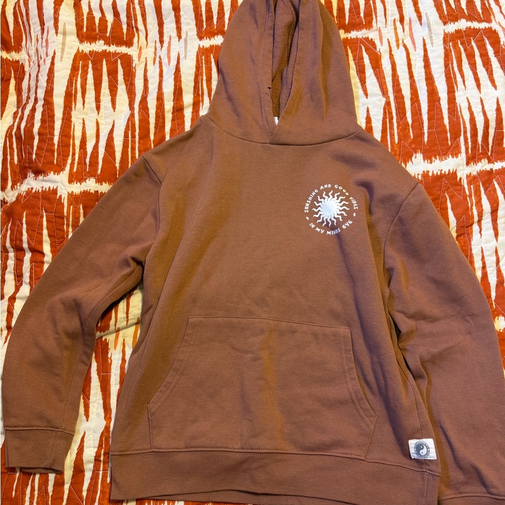 Brown Hoodie with Sun Graphic